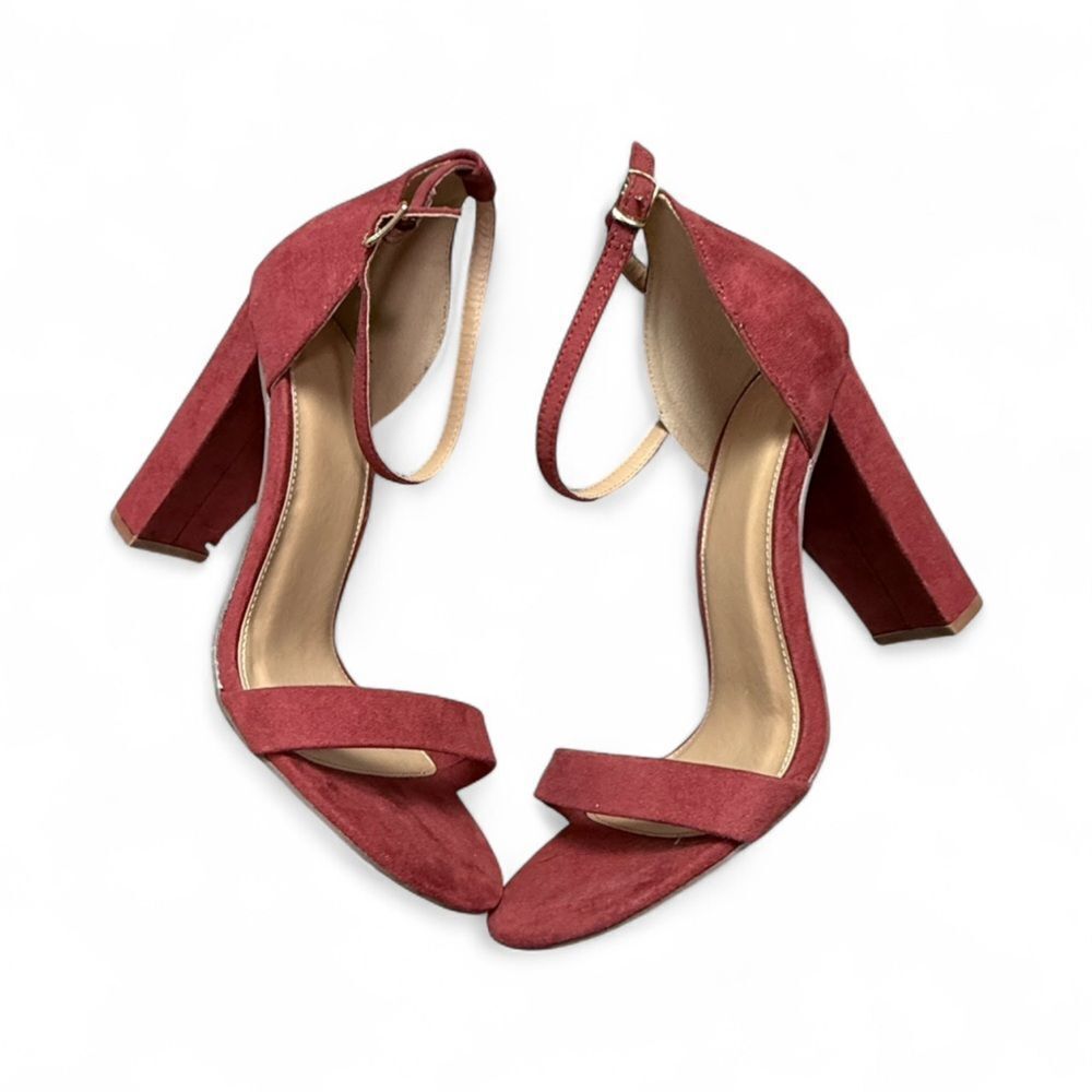 Justfab Lorelai Brick Red Faux Suede Heels